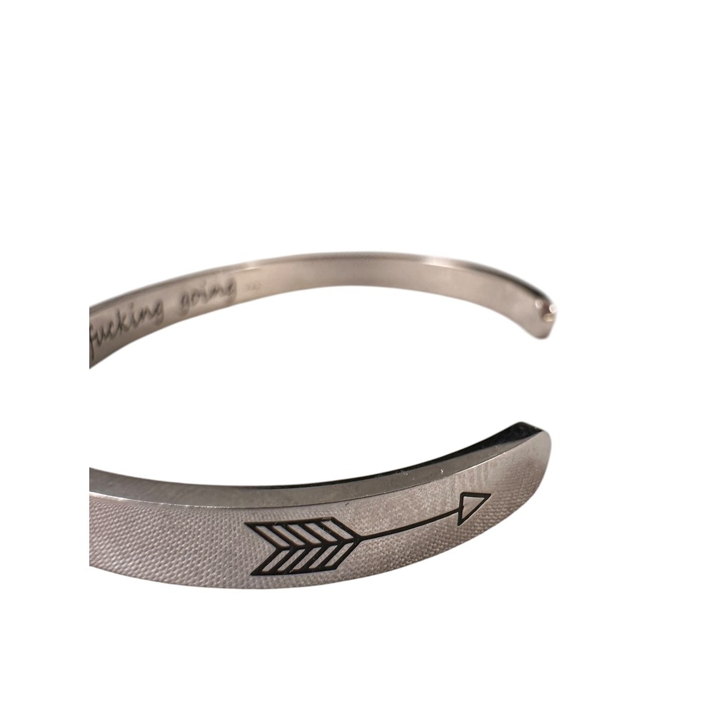 Inspirational Cuff Bracelet Unisex Silver Arrow Keep F*cking Going